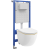 Mexen Lena potinkinis WC rėmas Tex Slim su WC dubeniu ir lėtai nusileidžiančiu dangčiu, baltas/auksinis - 610030224005
