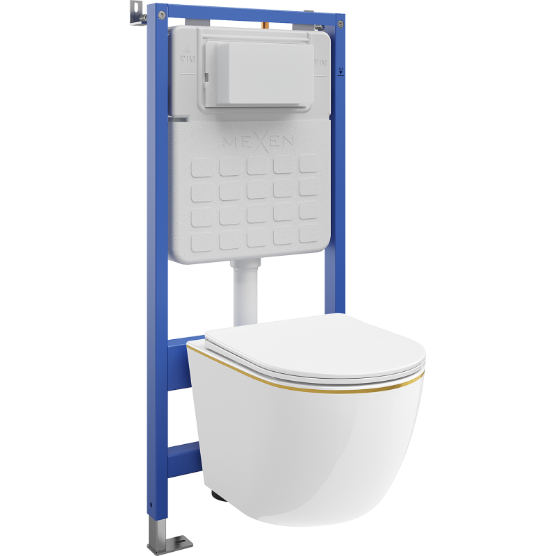 Mexen Lena paslėptas WC rinkinys su pneumatiniu Tex Air Slim rėmu, WC dubeniu ir lėtai nusileidžiančia dangteliu,