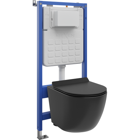 Mexen Lena paslėptinio montavimo WC komplektas, pneumatinis rėmas Tex Air Slim su WC puodu Tornado ir lėtai nusileidžiančia