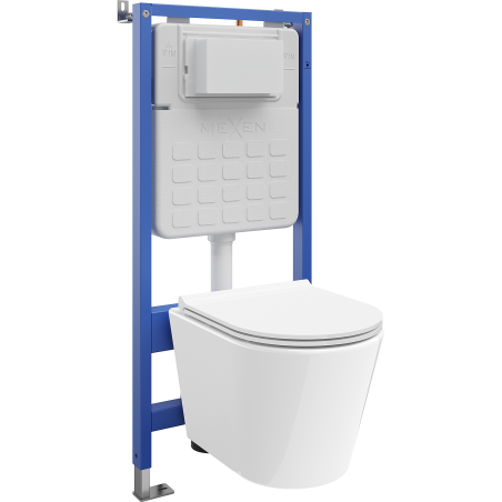 Mexen Rico slaptas WC rinkinys su Tex Slim rėmu, WC Tornado dubeniu ir tyliu dangčiu, baltas - 610030720500T
