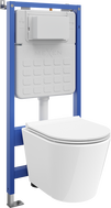 Mexen Rico paketas paslėptas WC rėmas pneumatinis Tex Air Slim su WC dubeniu Tornado ir lėtai nusileidžiančiu dangčiu,
