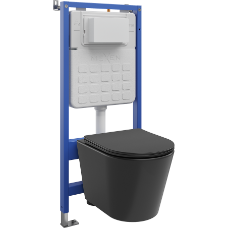 Mexen Rico potinkinis WC rinkinys su pneumatiniais laikikliais Tex Air Slim, Tornado WC dubenėlis ir lėtai nuleidžiama