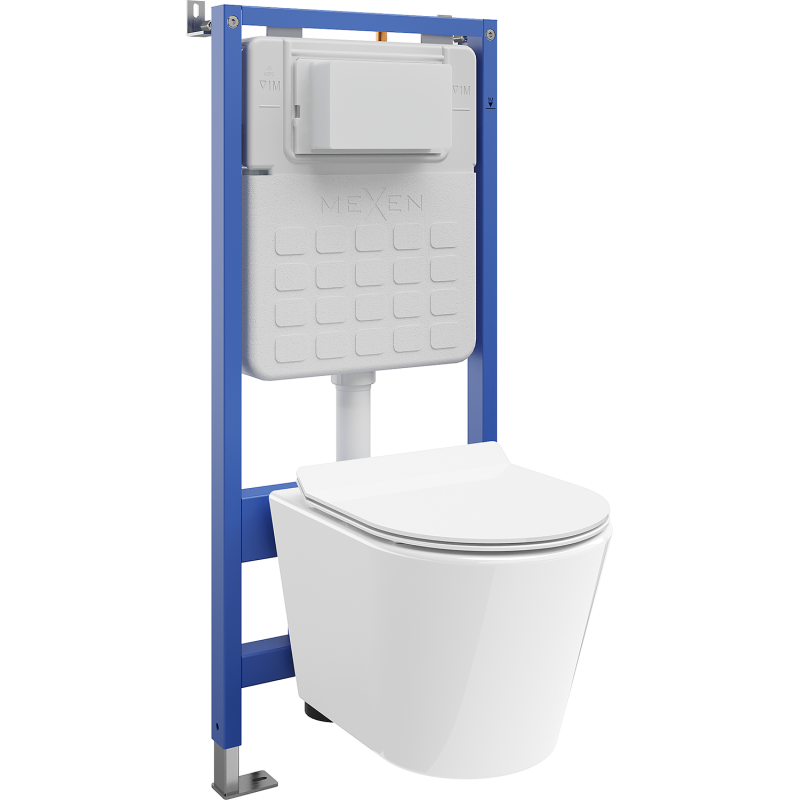 Mexen Rico potinkinis WC komplektas Tex Slim su kabo WC ir lėtai nusileidžiančiu dangčiu, baltas - 610030724000