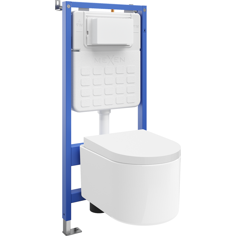 Mexen Sofia paslėptas WC tvirtinimo rinkinys su oro spaudimo sistema Tex Air Slim, WC dubuo ir lėta nusileidimo dangteliu,