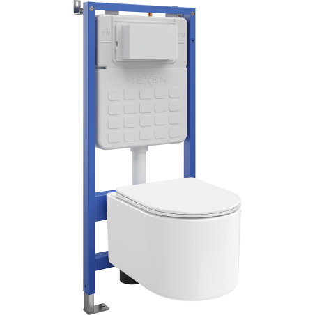 Mexen Sofia paslėptas WC komplektas su pneumatinės Tex Air Slim rėmu ir WC Tornado tualeto dubeniu su lėtai