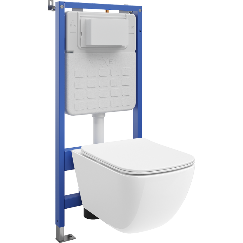 Mexen Timo požeminis WC komplektas, pneumatinis Tex Air Slim rėmas su Tornado WC dubeniu ir lėtai nusileidžiančiu dangčiu,