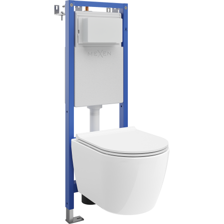 Mexen Carmen WC paslėptas rinkinys siauras, kampinis Tex W su WC puodu ir lėtai nusileidžiančiu dangčiu, baltas