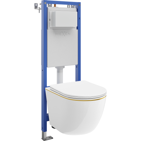 Mexen Lena paketas po tinku WC rėmas siauras, kampinis Tex W su WC dubeniu ir lėtai nusileidžiančiu dangčiu,
