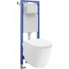 Mexen Rico paslėptas WC montavimo rinkinys siauras, kampinis Tex W su WC tornado dubeniu ir lėtai nuleidžiančia dangteliu,