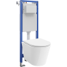 Mexen Rico potinkinis WC komplektas siauras rėmas, kampinis Tex W su WC puodu ir lėtai nusileidžiančiu dangčiu, baltas