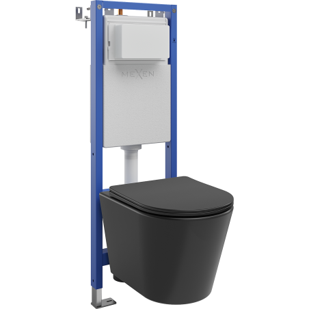 Mexen Rico potinkinis WC komplektas siauros konstrukcijos, kampinis Tex W su WC dubeniu Tornado ir lėtai nusileidžiančiu
