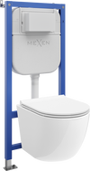 Mexen Lena paslėptas WC rėmas su pneumatiniu Tex Air E mechanizmu, WC unitazu Tornado ir lėtai nusileidžiančiu dangčiu,