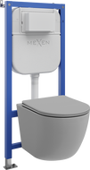 Mexen Lena paslėptas WC potinkinis komplektas Tex Air E su WC dubeniu ir lėtai nusileidžiančiu dangčiu, šviesiai pilka