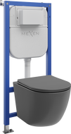Mexen Lena paslėptų montavimo elementų klozeto komplektas su pneumatiniais Tex Air E laikikliais, WC dubuo ir lėtai