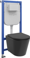 Mexen Rico paslėptas pakabinamas WC rinkinys su pneumatiniais rėmeliais Tex Air E ir WC dubeniu Tornado su lėtai