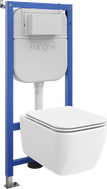 Mexen Stella paslėptas WC komplektas su pneumatiniu Tex Air E rėmu, WC dubeniu ir lėtai nusileidžiančia lenta, baltas