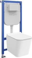 Mexen Teo požeminis WC rėmelis Tex E su WC puodu ir lėtai nusileidžiančiu dangčiu, baltas - 610930850700