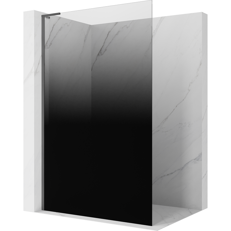 Mexen Kioto L dušo siena Walk-in 90 x 200 cm, ombė juoda 8 mm, gun gray šlifuota - 800-090-103-66-76