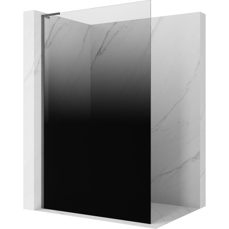 Mexen Kioto L dušo siena Walk-in 100 x 200 cm, juoda ombre 8 mm, šepetėliu dengta pilka - 800-100-103-66-76