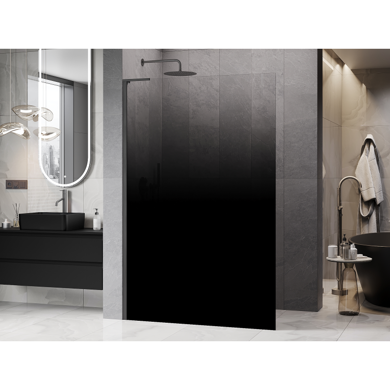 Mexen Kioto L dušo siena Walk-in 110 x 200 cm, ombre juoda 8 mm, šlifuotas pilkasis ginklas - 800-110-103-66-76