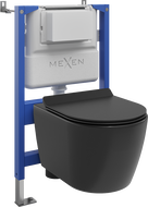 Mexen Carmen paslėptas WC komplektas su Tex Air XS-F pneumatiniu rėmeliu, WC dubuo ir lėtai krentančiu dangčiu, juodas