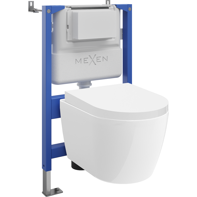Mexen Carmen potinkinis WC stelažo komplektas su pneumatiniu Tex Air XS-F mechanizmu, su WC dubeniu ir lėtai nusileidžiančiu