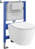 Mexen Carmen paslėptas WC sistemos rinkinys Tex Air XS-F su tualeto dubeniu ir lėtai nusileidžiančiu dangčiu, baltas