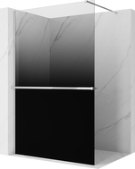 Mexen Kioto+ dušo sienelė su lentyna Walk-in 140 x 200 cm, ombre juoda 8 mm, chromas - 800-140-121-01-76