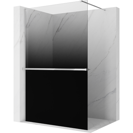 Mexen Kioto+ dušo sienelė su lentyna Walk-in 150 x 200 cm, ombrė juoda 8 mm, chromas - 800-150-121-01-76