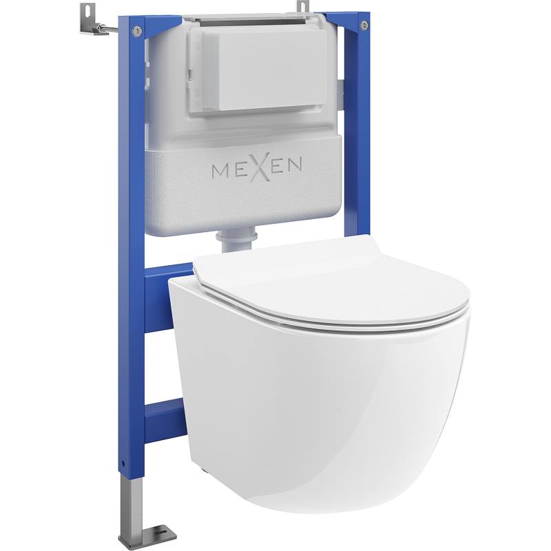 Mexen Lena WC potinkinis komplektas su Tex Air XS-F pneumatiniu rėmu, WC puodu ir lėtai nusileidžiančia dangteliu, baltas