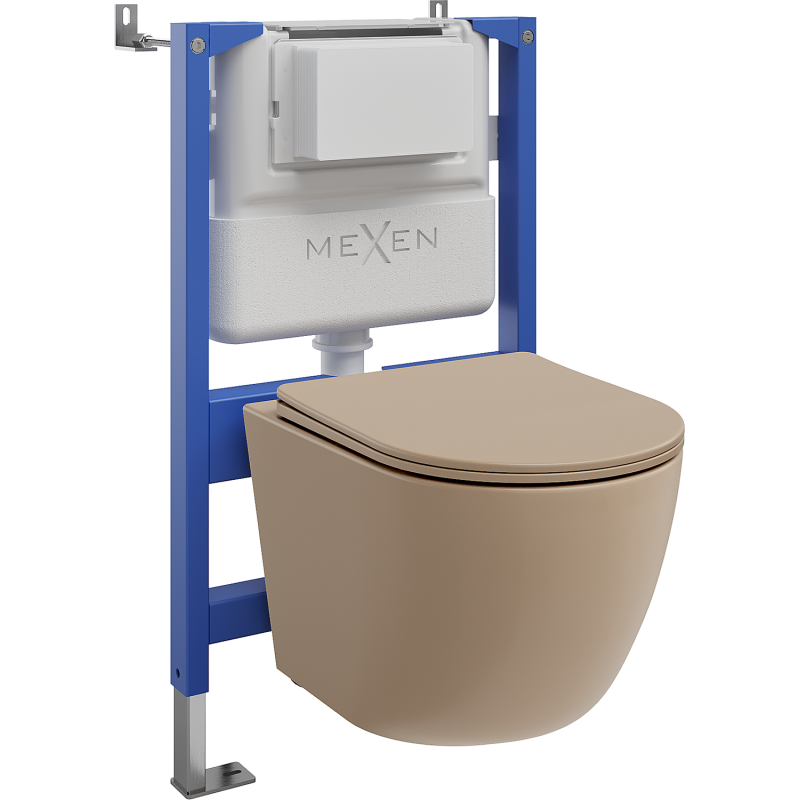 Mexen Lena paslėptas WC rinkinys karkasas pneumatinis Tex Air XS-F su WC dubeniu ir lėtai nusileidžiančiu dangčiu, matinė