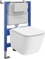 Mexen Madox povandeninis WC rėmo komplektas pneumatic Tex Air XS-F su WC misku ir lėtai užsidarančiu dangčiu, baltas