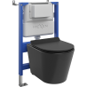 Mexen Rico paslėptas WC komplektas pneumatinis Tex Air XS-F su WC dubeniu ir lėtai nusileidžiančiu dangčiu, juodas matinis