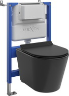 Mexen Rico paslėptas WC komplektas pneumatinis Tex Air XS-F su WC dubeniu ir lėtai nusileidžiančiu dangčiu, juodas matinis