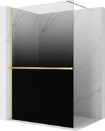Mexen Kioto+ dušo sienelė su lentyna Walk-in 100 x 200 cm, ombre juoda 8 mm, auksinė - 800-100-121-50-76