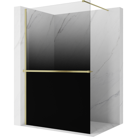 Mexen Kioto+ dušo siena su lentyna Walk-in 70 x 200 cm, ombre juoda 8 mm, auksinė matinė - 800-070-121-55-76