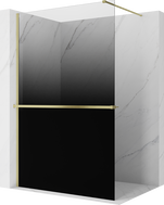 Mexen Kioto+ dušo siena su lentyna Walk-in 100 x 200 cm, ombre juoda 8 mm, auksinė šlifuota - 800-100-121-55-76
