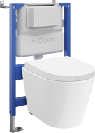 Mexen Rico paslėptas WC komplektas su pneumatiniu rėmu Tex Air XS-F, WC klozetas ir lėtai nusileidžiantis dangtelis, baltas