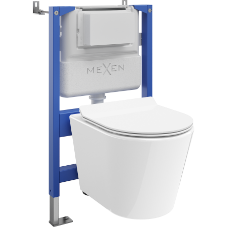 Mexen Rico paslėptas WC rinkinys Tex Air XS-F su pneumatiniu rėmeliu ir WC dubeniu bei lėtai nusileidžiančiu dangčiu,