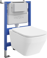 Mexen Riva paslėptas WC komplektas su pneumatiniais rėmais Tex Air XS-F su WC tualetu Tornado ir lėtai krentančiu dangčiu,