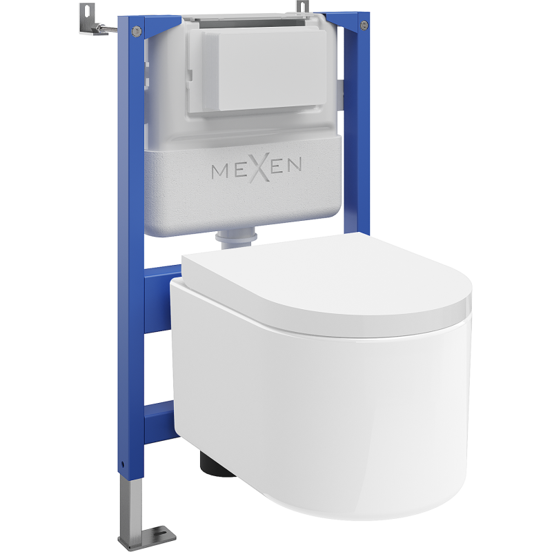 Mexen Sofia paslėptas WC komplektas su pneumatiniais Tex Air XS-F rėmais ir WC puoduku bei lėtai nusileidžiančiu dangčiu,