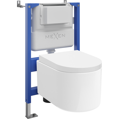 Mexen Sofia paslėptas WC komplektas su pneumatiniais Tex Air XS-F rėmais ir WC puoduku bei lėtai nusileidžiančiu dangčiu,