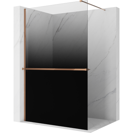Mexen Kioto+ dušo kabina su lentyna Walk-in 80 x 200 cm, juoda ombre 8 mm, rožinis auksas - 800-080-121-60-76
