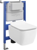 Mexen Stella WC paslėptas tvirtinimo rinkinys su Tex Air XS-F pneumatiniu rėmeliu, tualeto dubeniu ir lėtai užsidarančiu