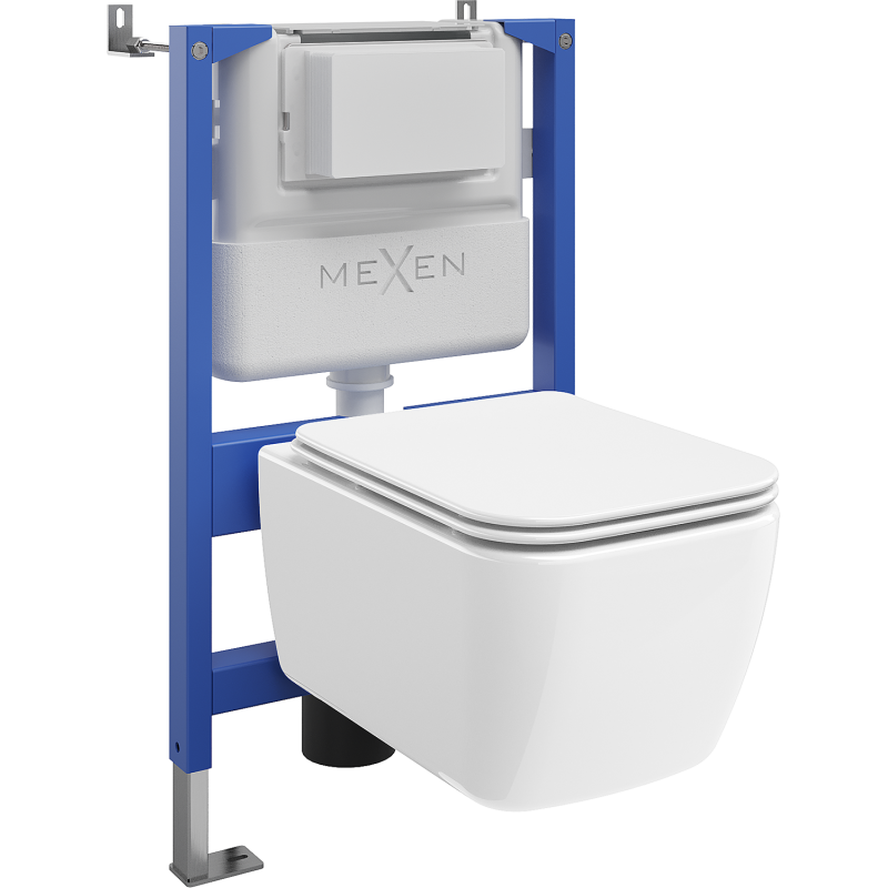 Mexen Stella potinkinis WC komplektas su pneumatinis rėmas Tex Air XS-F, su WC puodu ir lėta nusileidžianti lenta, baltas