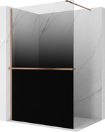Mexen Kioto+ dušo pertvara su Walk-in lentyna 80 x 200 cm, ombre juoda 8 mm, šlifuotas varis - 800-080-121-65-76