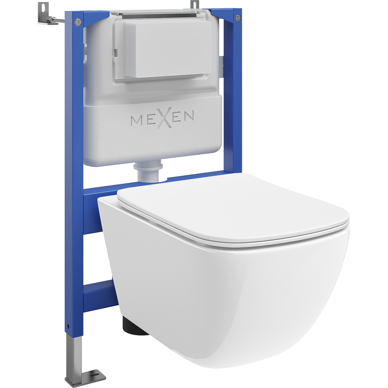 Mexen Timo paslėptas WC rinkinys pneumatiniu rėmu Tex Air XS-F su WC puodu Tornado ir lėtai nusileidžiančiu dangčiu,