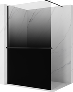 Mexen Kioto+ dušo sienelė su lentyna Walk-in 110 x 200 cm, ombre juoda 8 mm, juoda - 800-110-121-70-76
