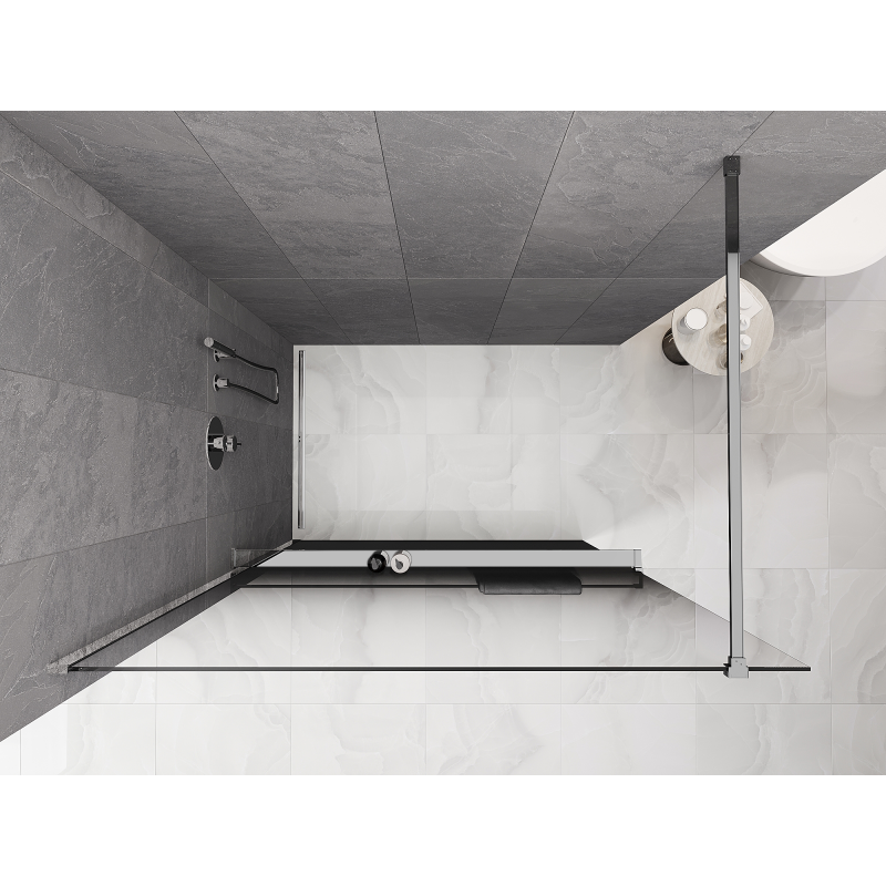 Mexen Kioto+ Dušo pertvara su lentyna Walk-in 110 x 200 cm, juoda ombre 8 mm, chromas - 800-110-121-01-76