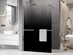 Mexen Kioto+ dušo sienelė su lentyna Walk-in 140 x 200 cm, ombre juoda 8 mm, chromas - 800-140-121-01-76